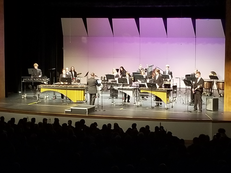 Mr. Thomas conducts the small ensemble during the Winter concert at FHS.