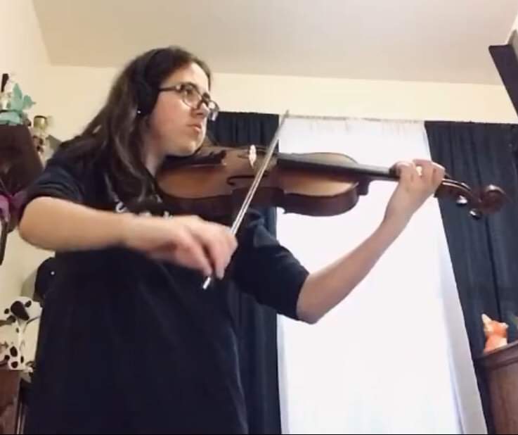 Mollie Hervey during a practice session on her viola