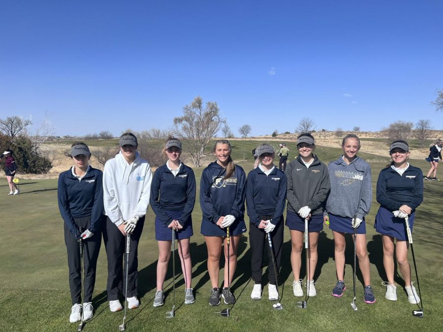 The+girls+golf+team+has+has+a+strong+start+to+the+season+so+far+and+they+have+a+bright+future+for+the+season+coming.+Pictured+in+the+photo%2C+Abby+Weston%2C+Ella+Hopple%2C+Danika+Dennis%2C+Hallie+Berlinger%2C+Lexi+Bendfelt%2C+Makayla+Miller%2C+Eden+Morris%2C+and+Zoe+Millard.+%28Left+to+right%29