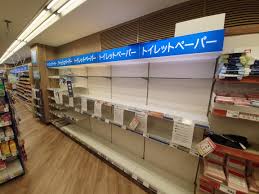 Shelves are empty as people are mysteriously buying toilet paper in the fear of the Corona Virus