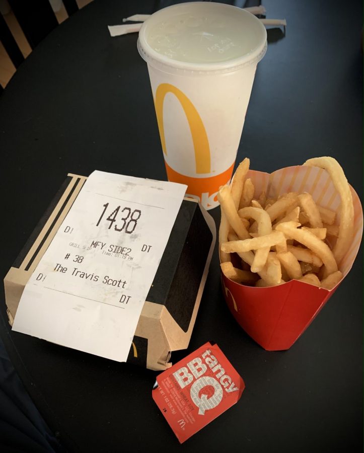 This is a photo of the contents of my Travis Scott meal when I ordered it. The meal is the latest promotional item from McDonalds and has taken the internet by storm with its popularity.