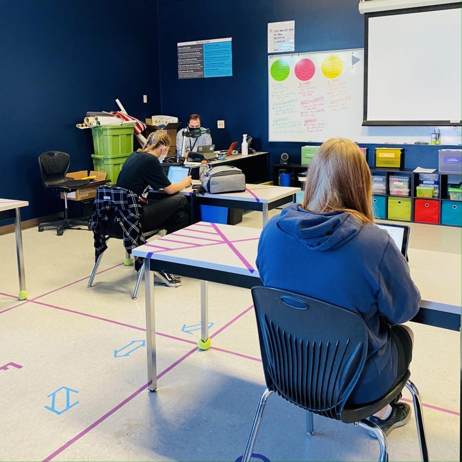 Frederick High School Students 6ft Apart During Hybrid Learning