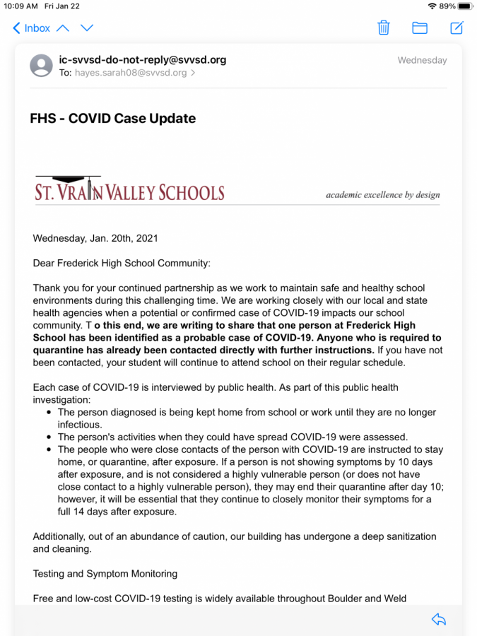 An email was sent on January 20th confirming one case of COVID-19 at our school.