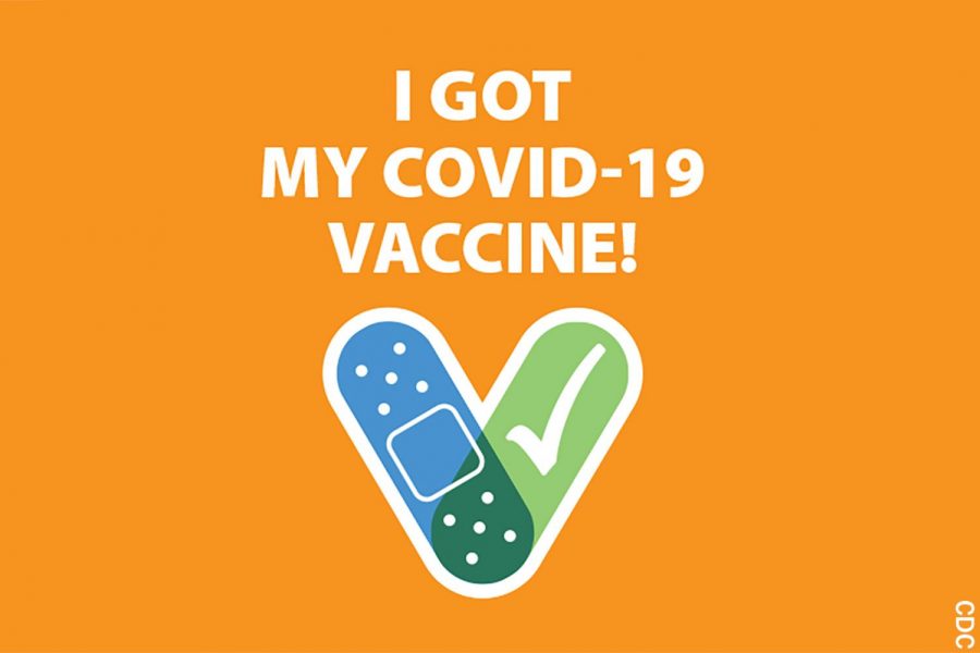 Here’s the logo for people who have gotten vaccinated for COVID-19. The ages of people who can get it are slowly trickling down, but now it’s finally available to those who are 16+.
