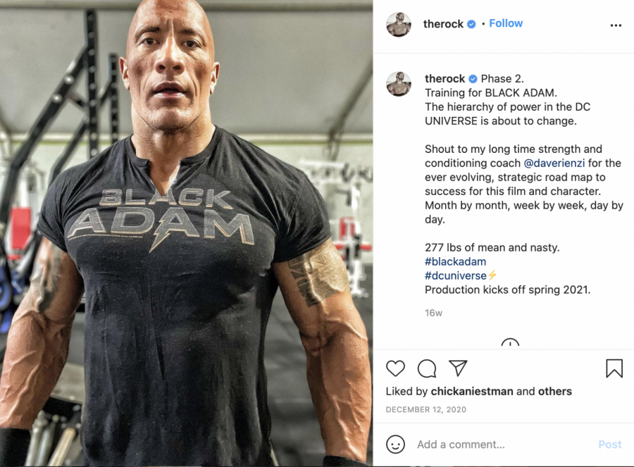 The Rocks Instagram post announcing his second phase of training for DCs Black Adam