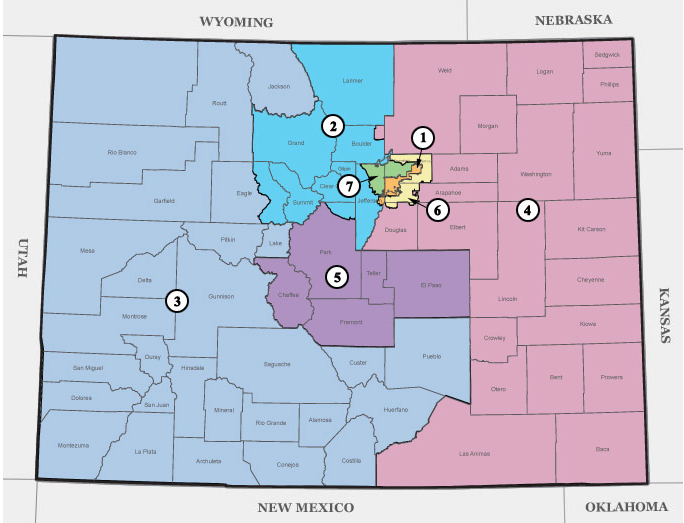 Here are the current districts of the state of Colorado and they total to seven. We’re going to get another district due to population increase in our state, but at the moment, it’s unclear where it will be exactly. 