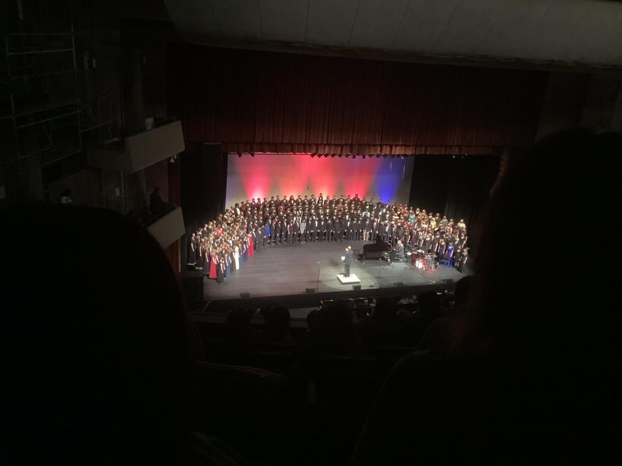 The Mixed Choir, led by Dr. Powell, performs during the CHSAA Colorado All State Choir 2022 Festival.