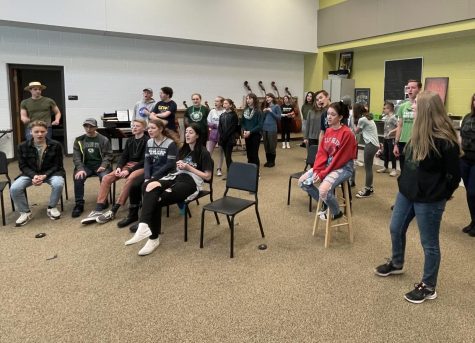Frederick Theatre students singing about being Iowa Stubborn during the Music Man sitzprobe. While (according to Mr. Brown) the show will be around two hours long, the sitzprobe lasted from 1:30 to 6:00. Thats how much time it takes to tighten everything up between the singers and the musicians.