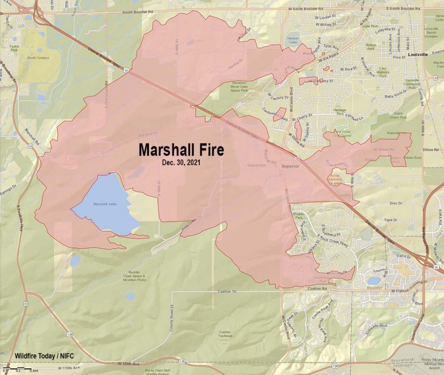 This map shows the area of Colorado where the fire spread. Thousands of homes were destroyed, burning over 6,000 acres of land.