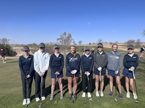The girls golf team has has a strong start to the season so far and they have a bright future for the season coming. Pictured in the photo, Abby Weston, Ella Hopple, Danika Dennis, Hallie Berlinger, Lexi Bendfelt, Makayla Miller, Eden Morris, and Zoe Millard. (Left to right)