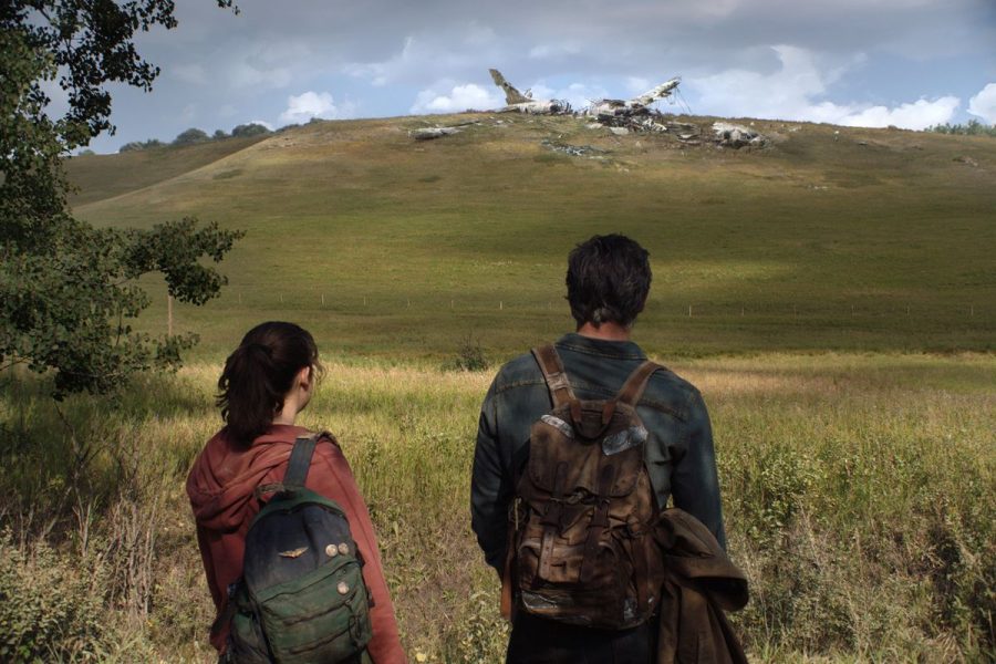 Joel and Ellie in episode four, looking at a wrecked airplane. Ellie brings up her thoughts about wanting to fly someday, Joel tells Ellie about his experience in one before the outbreak started.