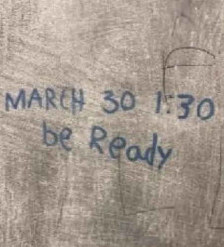 This was what was written on one of the bathroom stalls of the men’s restroom, prior to what had happened on Tuesday.