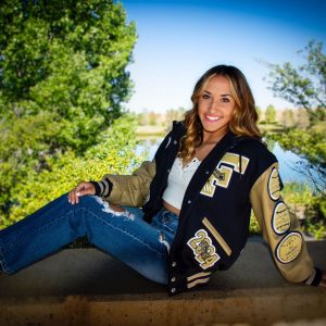 Makenzie has one of the most decorated letterman jackets you will see around. Its amazing seeing all of her patches that symbolize her hard work both academically and athletically. 