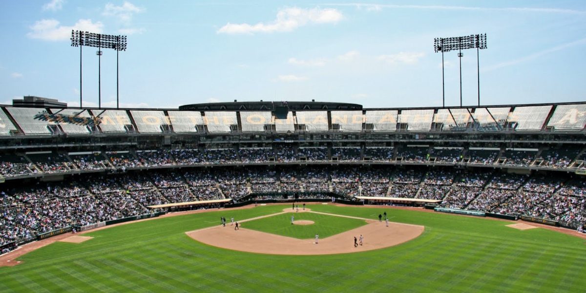 The view of Oakland Coliseum, where the Oakland A's played until this past October, from center field. On December 5, Las Vegas approved the land lease for a new MLB stadium on the Vegas strip, cementing the move of the Athletics from Oakland to Las Vegas. (Travis Wise/Flickr)