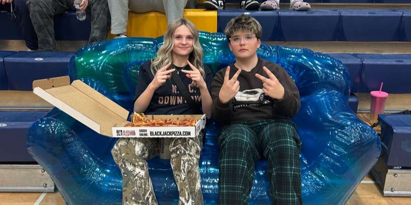 The couch is a new tradition at Frederick High School that gives students the chance to win the best seat. The winner gets to choose one friend and enjoy a box of pizza while watching the game on the couch. 