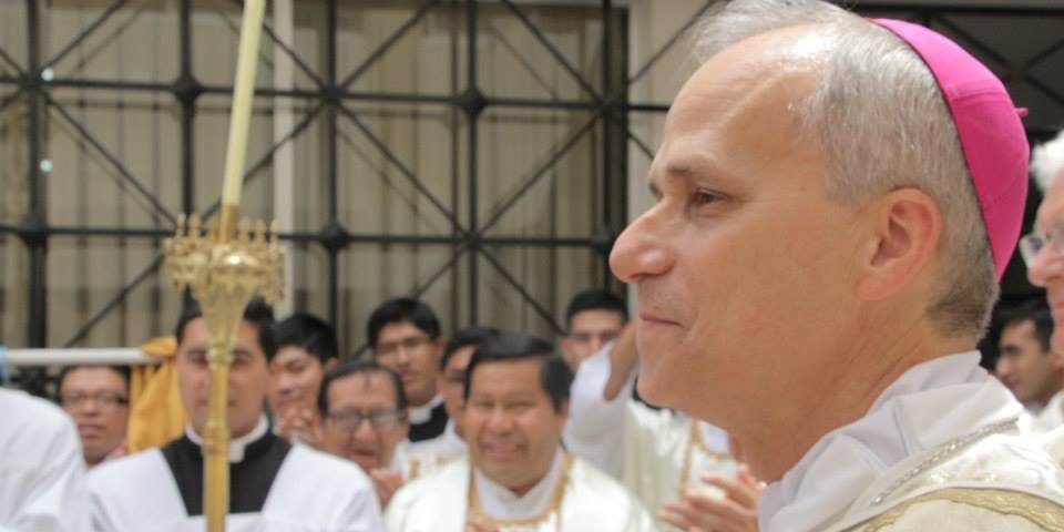 Photograph of Bishop Robert Prevost upon his appointment as Apostolic Administrator of the Diocese of Chiclayo in 2014. Prevost was elected to to succeed Pope Francis and emerged from conclave as Pope Leo XIV on May 8, 2025. (Frayjhonattan/Wikimedia, CC BY-SA)