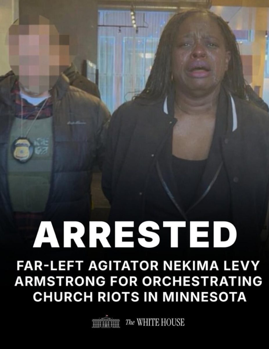 The first photo depicts the actual January 22 arrest of civil rights lawyer Nekima Levy Armstrong by DHS and FBI agents. This photo was posted on X by DHS Secretary Kristi Noem at 8:21 a.m. At 8:54 a.m., the official White House X account posted the second image, which had been doctored by AI to show Levy Armstrong crying. Despite receiving criticism for falsifying the image of Levy Armstrong, The White House has not removed the post at the time of writing; instead, it has doubled down and said the "memes will continue." (Department of Homeland Security; The White House on X)