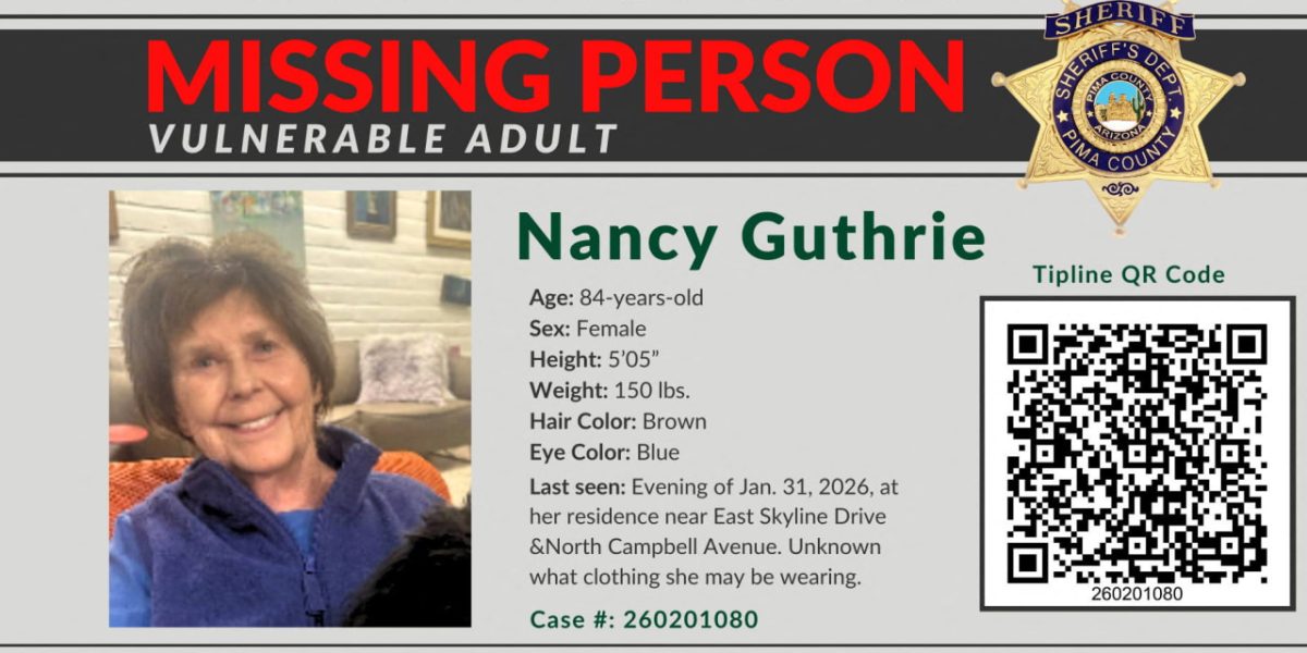Nancy Guthrie, the mother of Today Show co-host Savannah Guthrie has been missing for over a month now. She went missing from her home in Arizona. (Pima County Sheriff) 